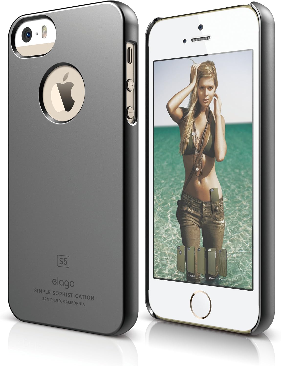 elago iPhone SE case, [Slim Fit][Semigloss Metalic Dark Grey] - [Light][Minimalistic][True Fit] - for iPhone SE/5/5S