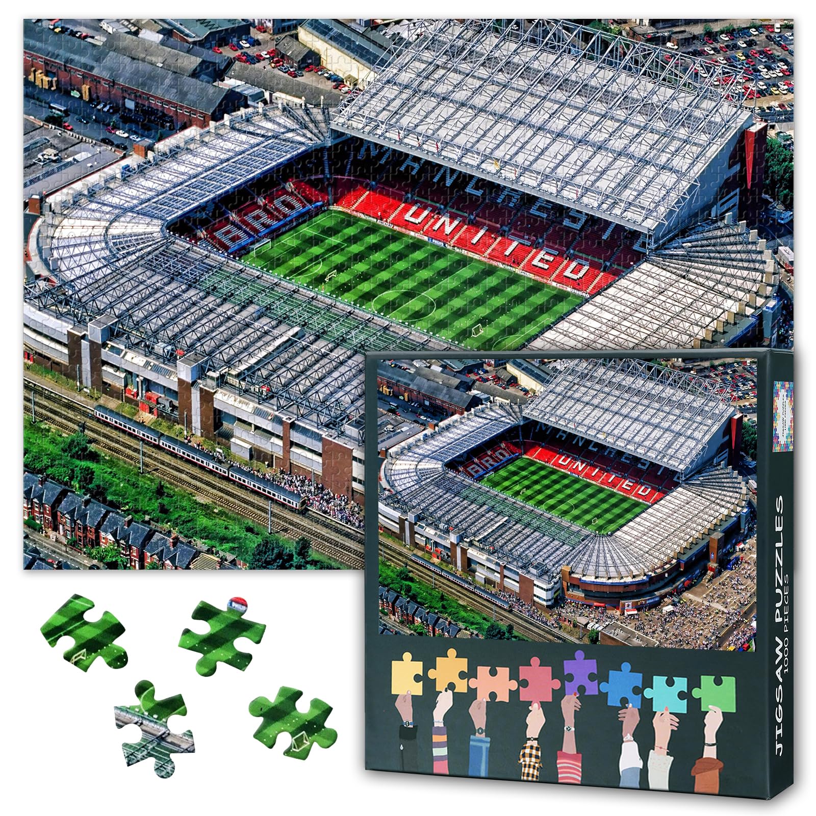 Manchester United Soccer Stadium Large Format Puzzle – 1000 Pieces, 50x70cm Completed Size | Durable Pieces, Easy to Handle, No Missing or Broken Parts
