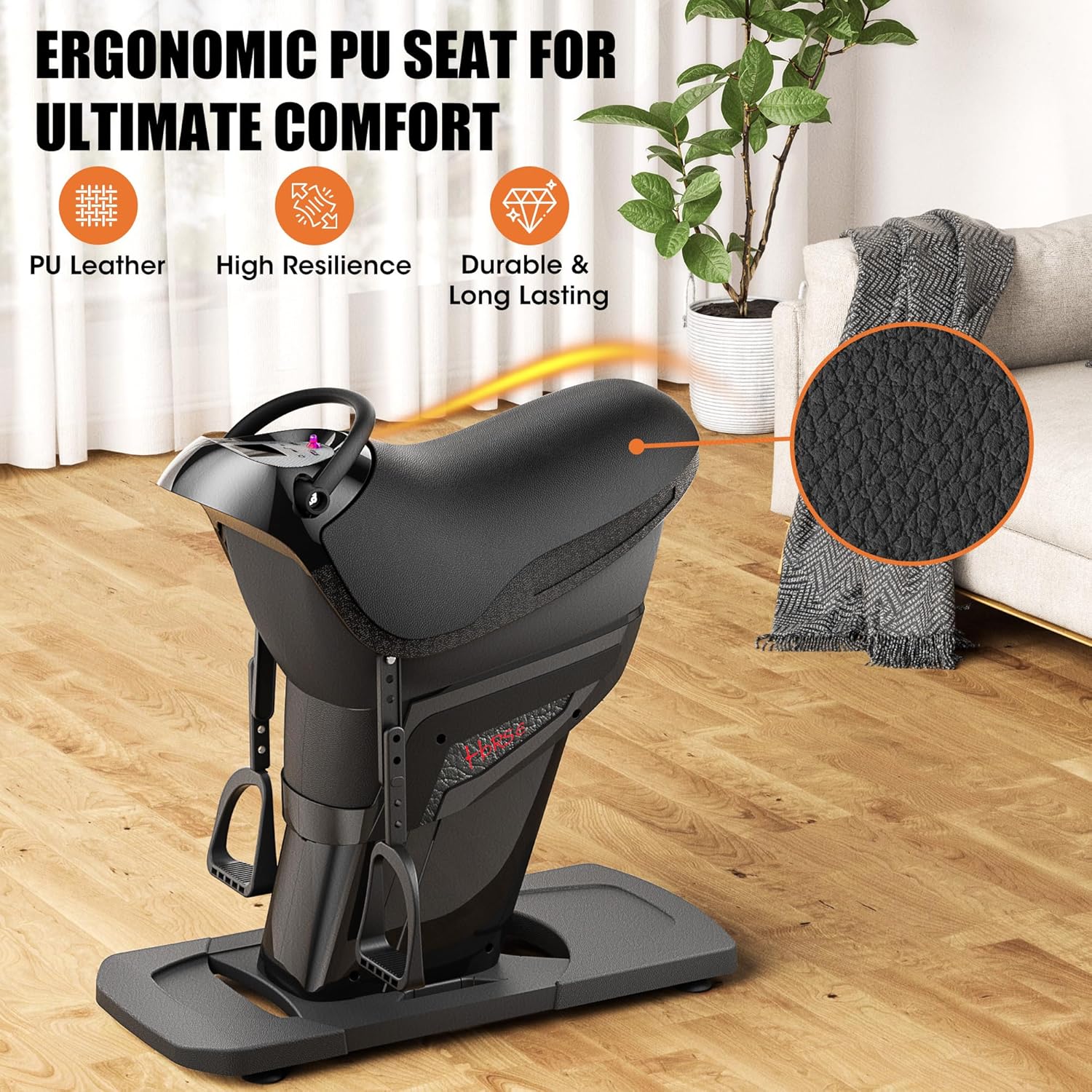 Electric Horse Riding Machine, 3D Simulation Abdominal Trainer with 20 Adjustable Speed Levels, LED Display & Bluetooth Speaker, Full Body Home Gym Exercise Equipment 5i14