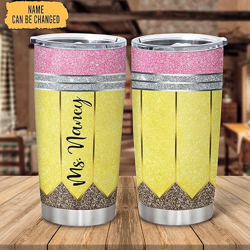 Miniatura 2 de Hyturtle Regalo personalizado para profesores, cumpleaños, Navidad, vaso de acero inoxidable con nombre personalizado, 20 onzas con tapa, regalos