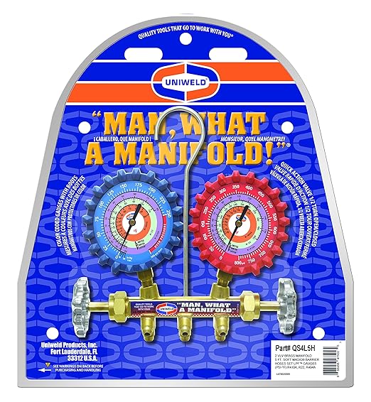 Manifold de Latón de 2 Válvulas Uniweld QS4L5H con Mangueras de 5' miniatura 3