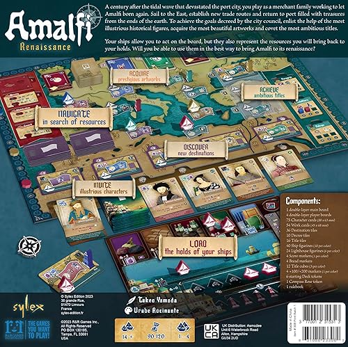 Miniatura 4 de R&R Games: Amalfi Renaissance - Juego de colocación de barcos y faros, navega, descubre y adquiere, a partir de 14 años, 1-4 jugadores, 90-120