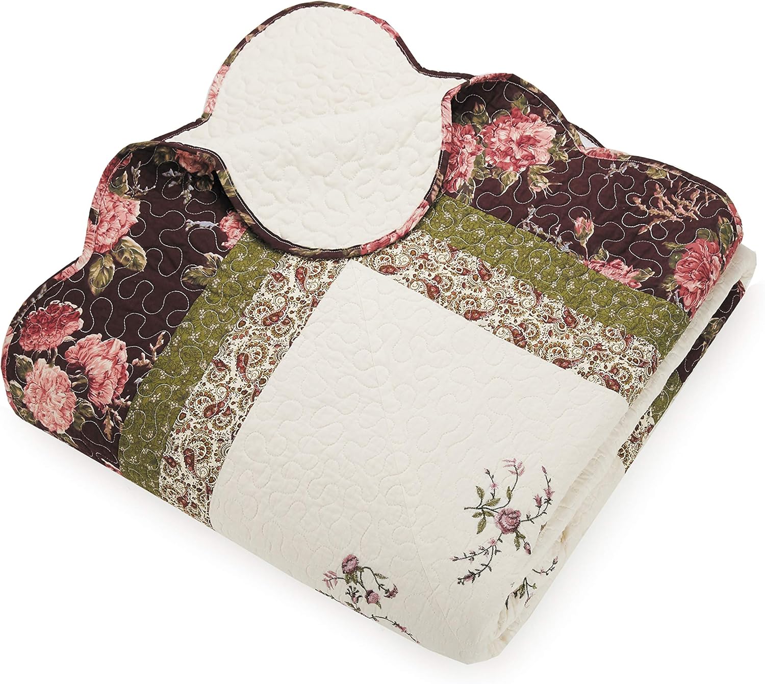 Modern Heirloom Brooke 3-Piece Quilt and Pillow Sham Set, Vintage Embroidered Quilted Bedding Set, All Seasons - King Size