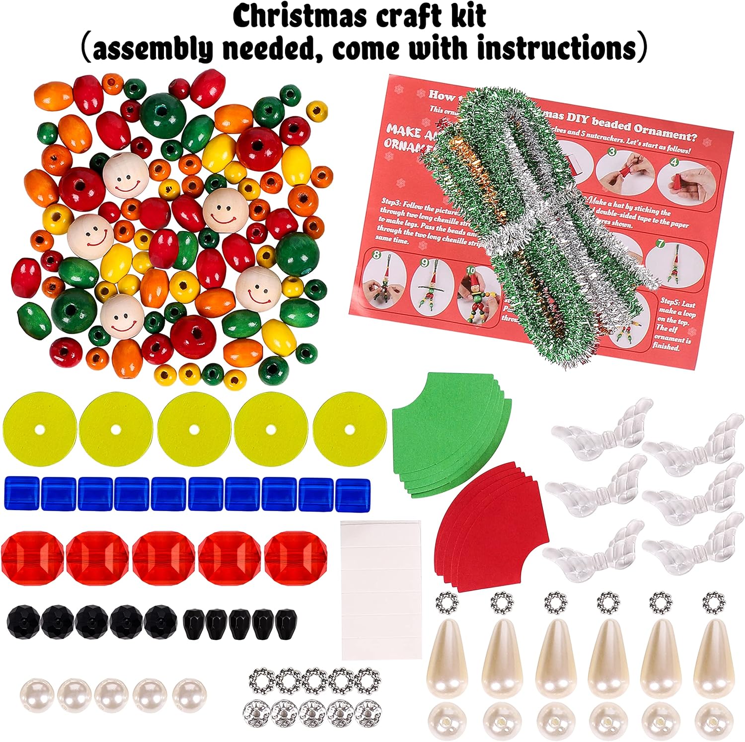 Tieshankao Christmas Crafts for Kids - DIY Beads Ornaments Kits Include Nutcracker, Angel, Elf - Xmas Holiday Toys Gifts Stocking Stuffers Tree Decor Party Decorations Supplies, 16 PCS (Need Assembly) : Toys & Games