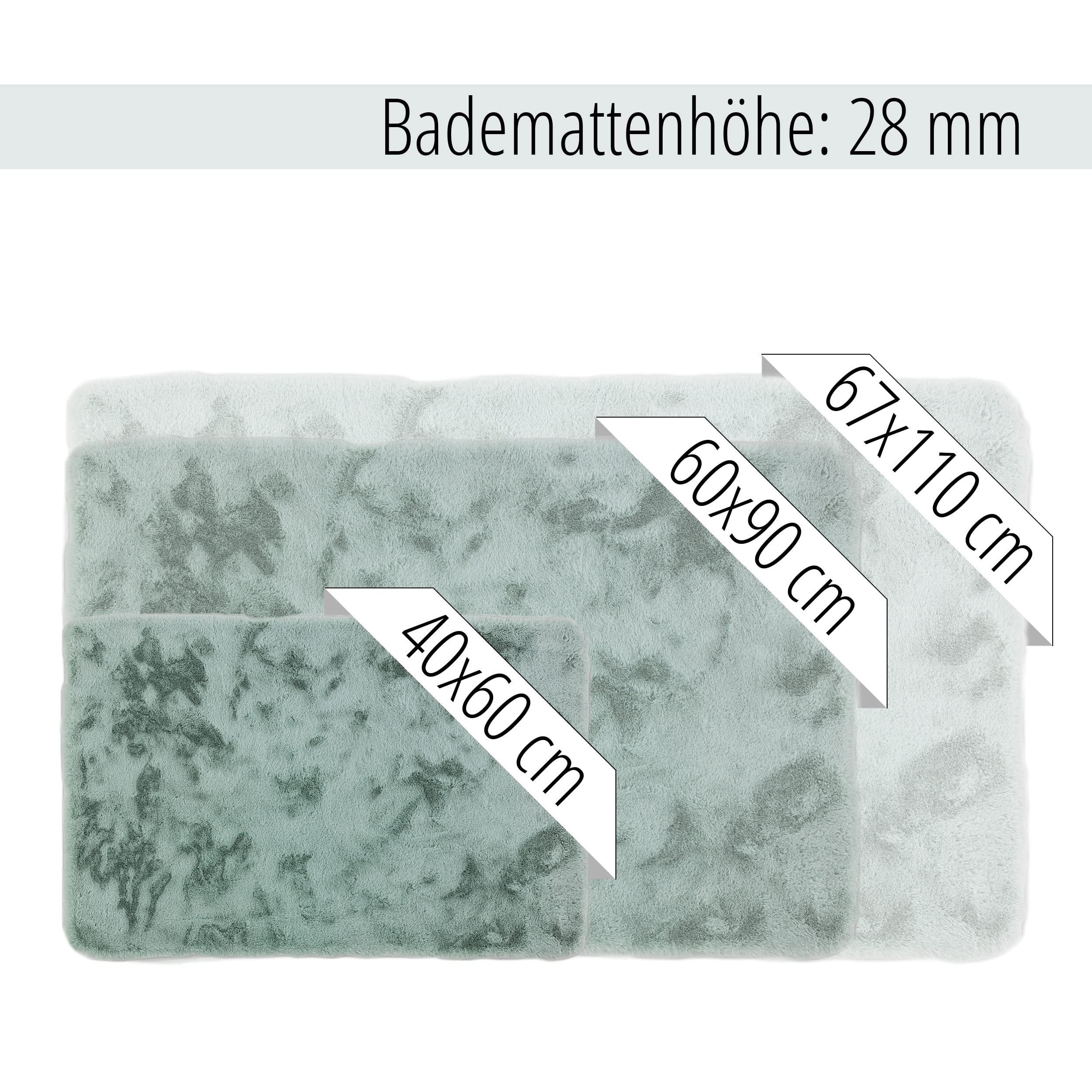 Collezione Schöner Wohnen Tappeto da bagno 60 x 90 cm - soffice tappetino da bagno menta - lavabile e antiscivolo