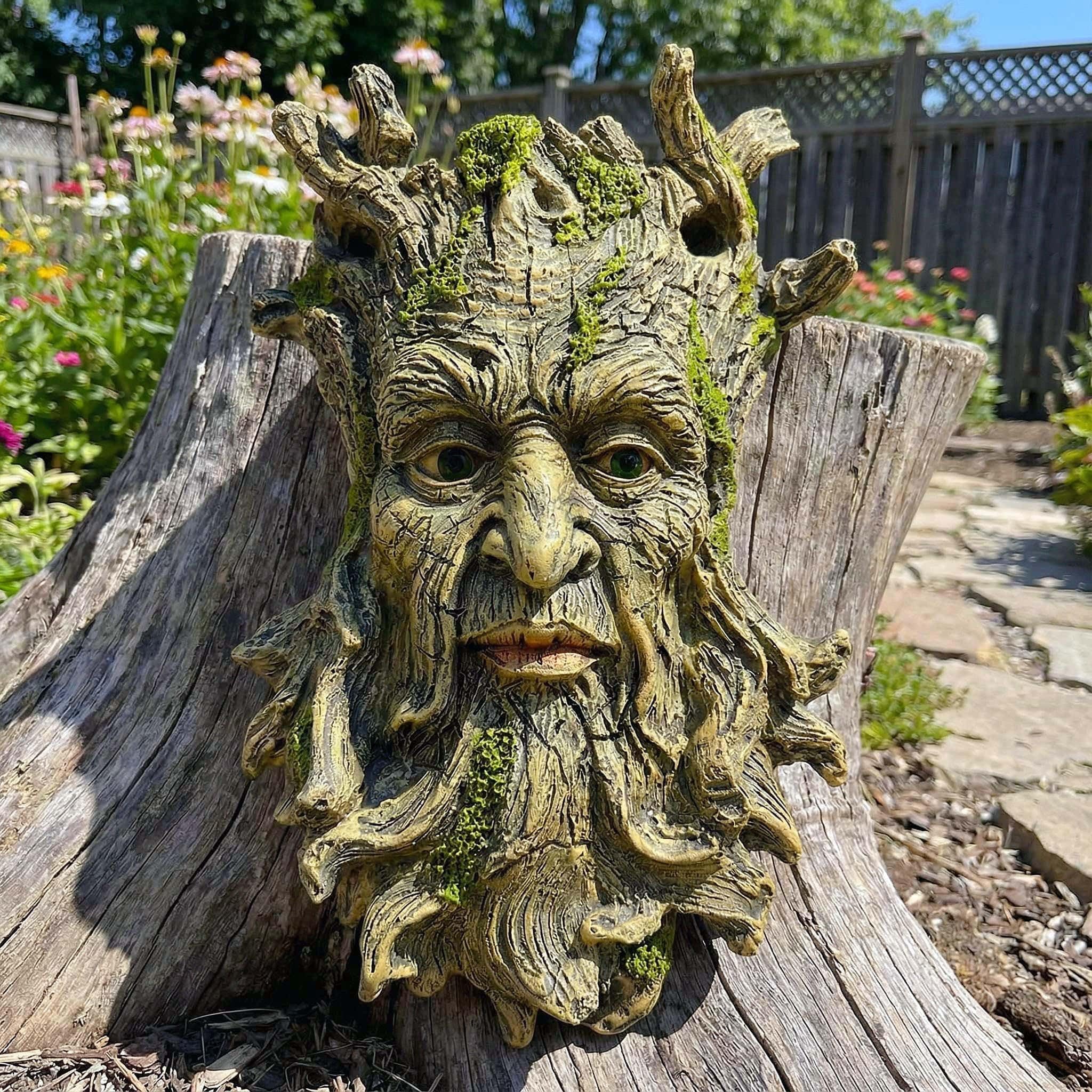 Euiroet 10.3" Whimsical Tree Face Sculpture, Garden Peeker Statue, Outdoor Trunk Tree Hug…