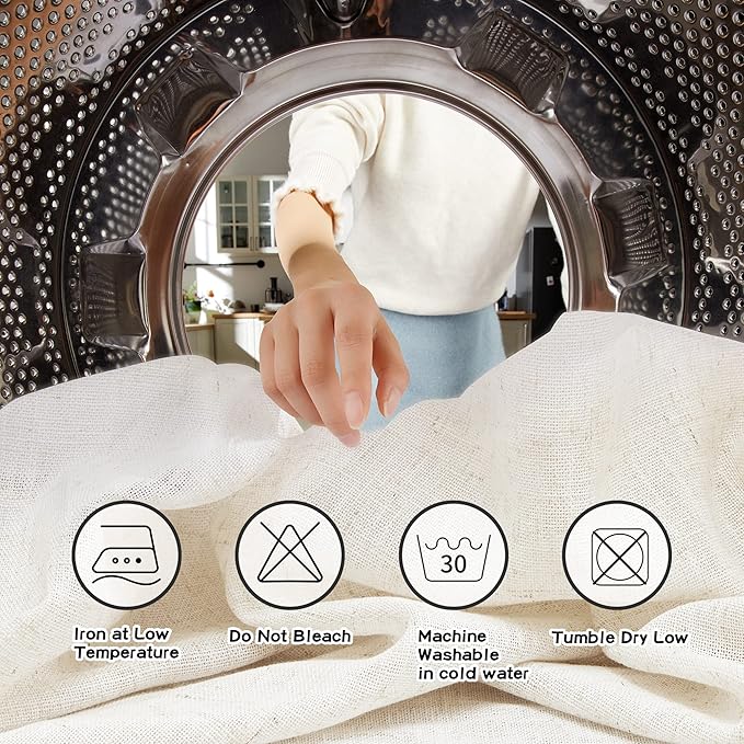 Cortinas de Lino MYSKY HOME 84 pulgadas 2 Paneles Natural miniatura 9