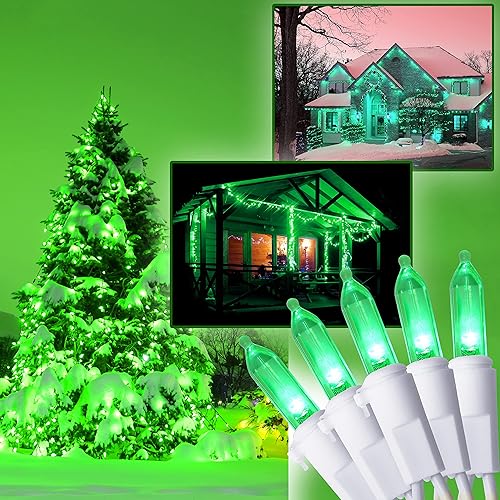 Miniatura 4 de Juego de 100 luces LED verdes del día de San Patricio, alambre blanco de 26.9 pies, decoración navideña para árbol de Navidad, Pascua, decoración