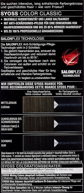 Syoss Hair Colour 1-4 Blue-Black 115 ml Pack of 3