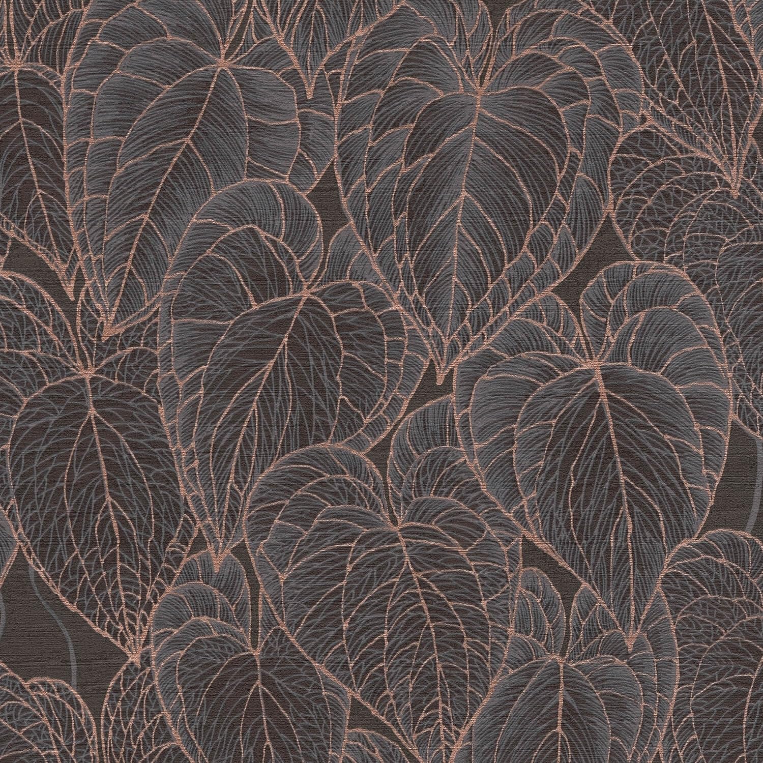 Papel pintado no tejido marron negro oro Profhome de 0,53 m x 10,05 m para pared
