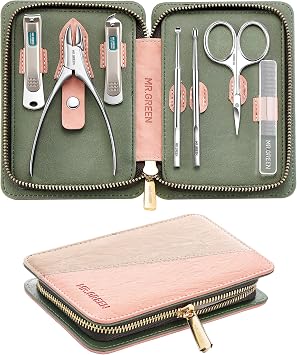 7Pcs Manicure Set, Pedicure Sets, Nail Clipper Sets,Stainless Steel Professional Nail Cutter with Travel Case