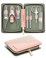 Vista 1 de Juego de manicura de 7 piezas, juegos de pedicura, juegos de cortaúñas, cortador de uñas profesional de acero inoxidable con estuche de viaje