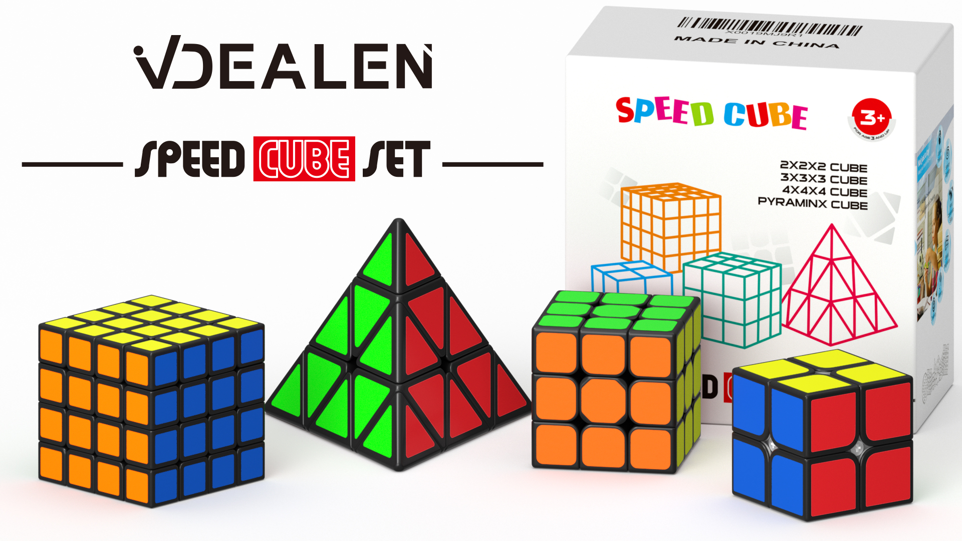 Set OJIN Cube 2x2 3x3 4x4 5x5 Stickerless - Con 4 Supporti - Regalo Per Appassionati Di Puzzle