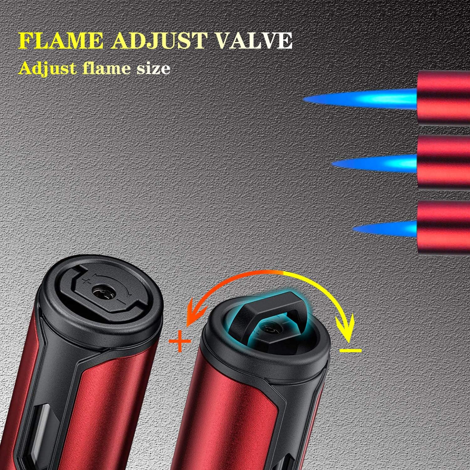 Haillai 2 Pack Butane Lighter, 6.0 inch Torch Lighter with Visible Gas Window, Refillable Pen Lighter Jet Flame for Grill Candle Kitchen Fireplace Camping BBQ, Green & Red(Sold Without Gas)