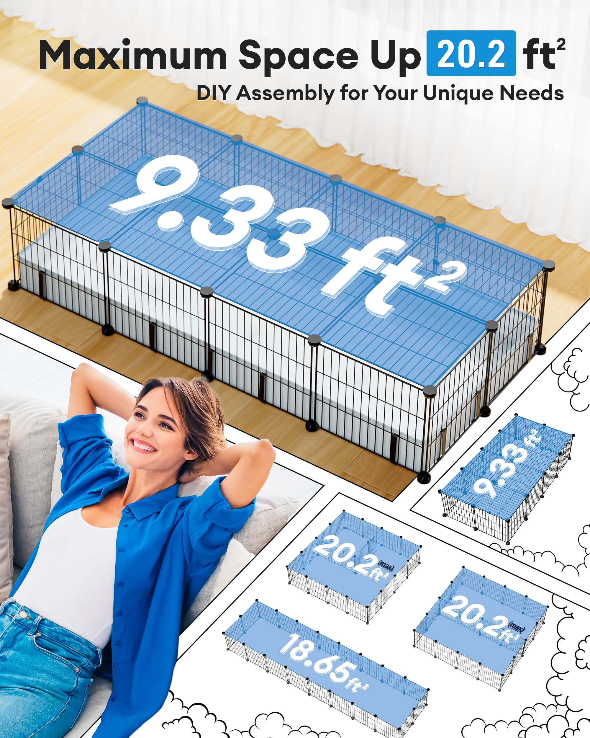 Guinea Pig Playpen - 20 Panels, 56" Cage -5