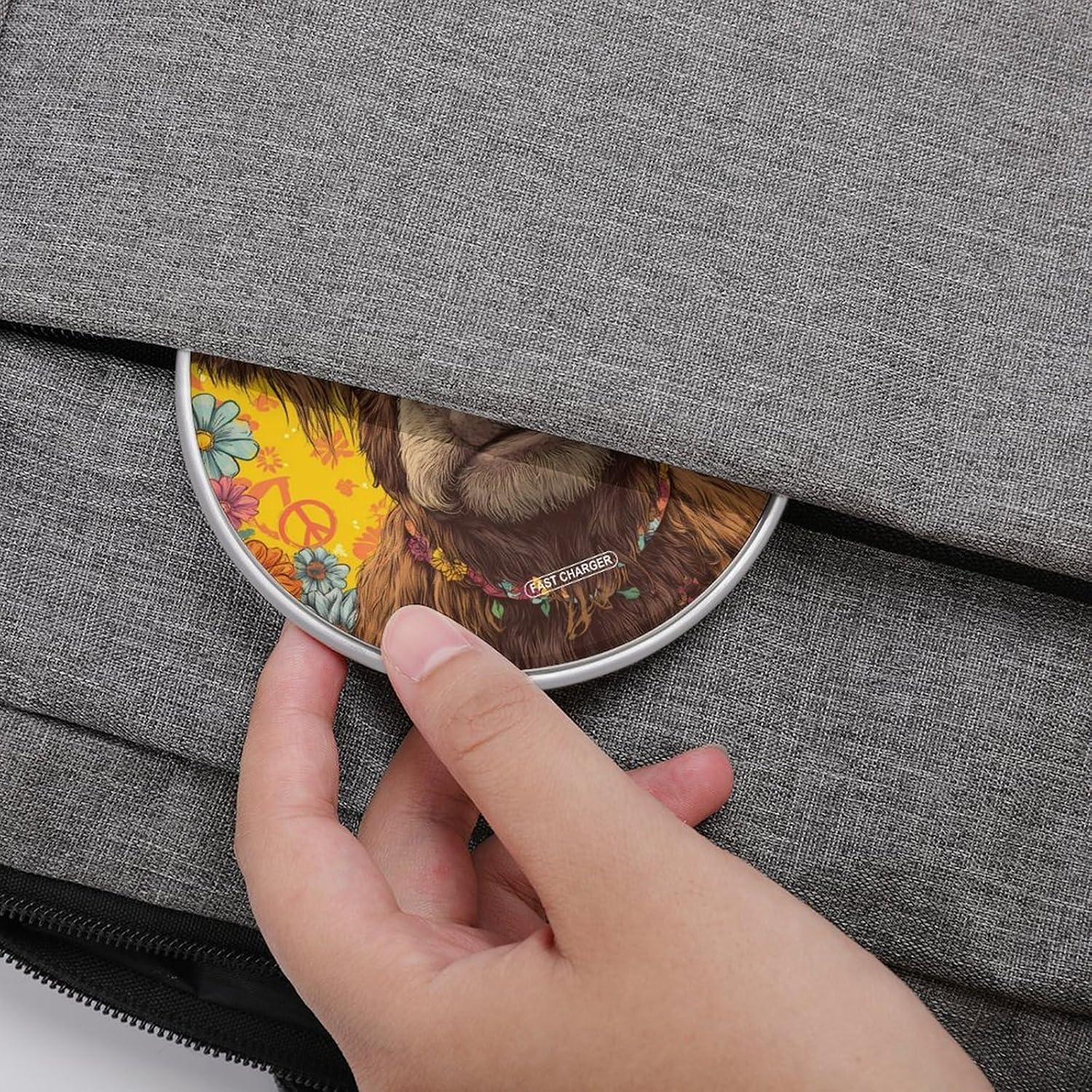 Fashion Brown Cow in Glasses Funny Wireless Charger 10W Max Fast Wireless Charging Pad Compatible with iPhone Series image 4