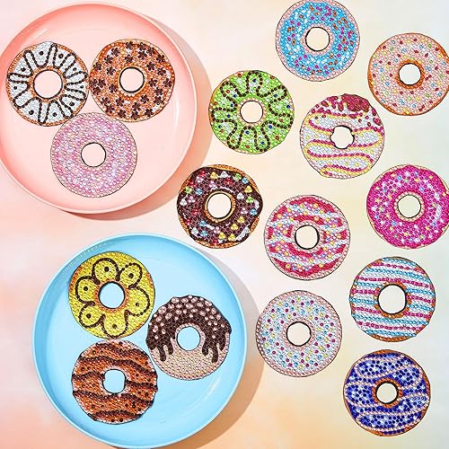 Miniatura 6 de Xuhal 16 piezas de imanes de pintura de diamantes DIY kits de pintura de diamantes para niños, arte de gemas imán para nevera, calcomanías para