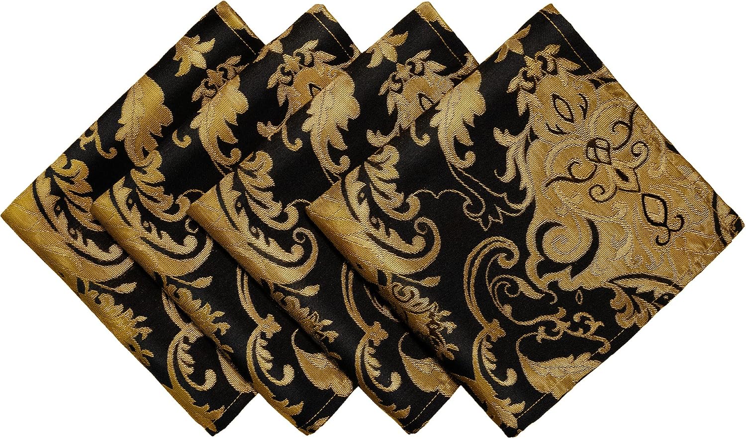 Loom and Mill Luxury Jacquard Cloth Napkins 18x18 inch, 4 Pack, Black