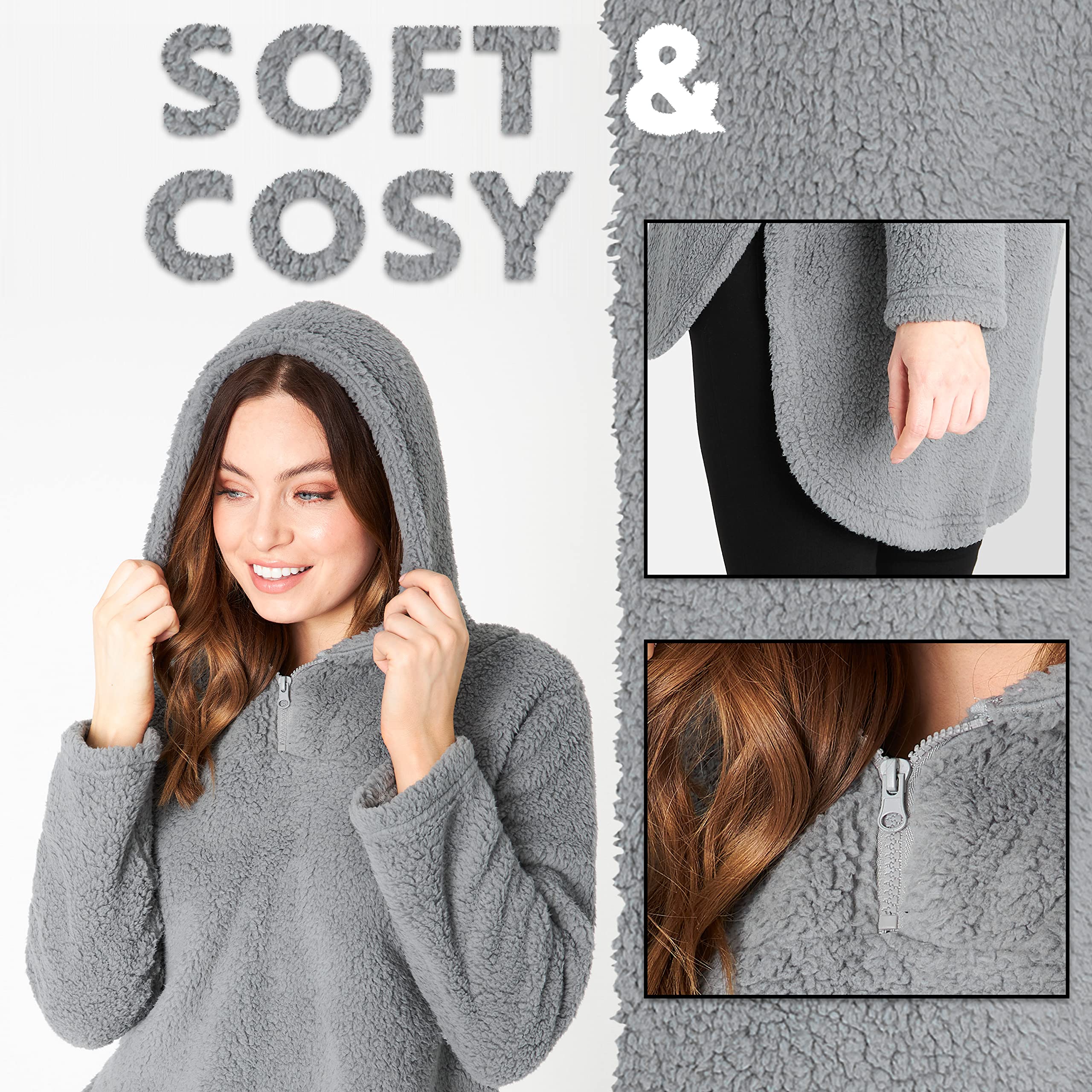CityComfort Felpa Donna - Felpa Pelosa in Pile Sherpa S-XL