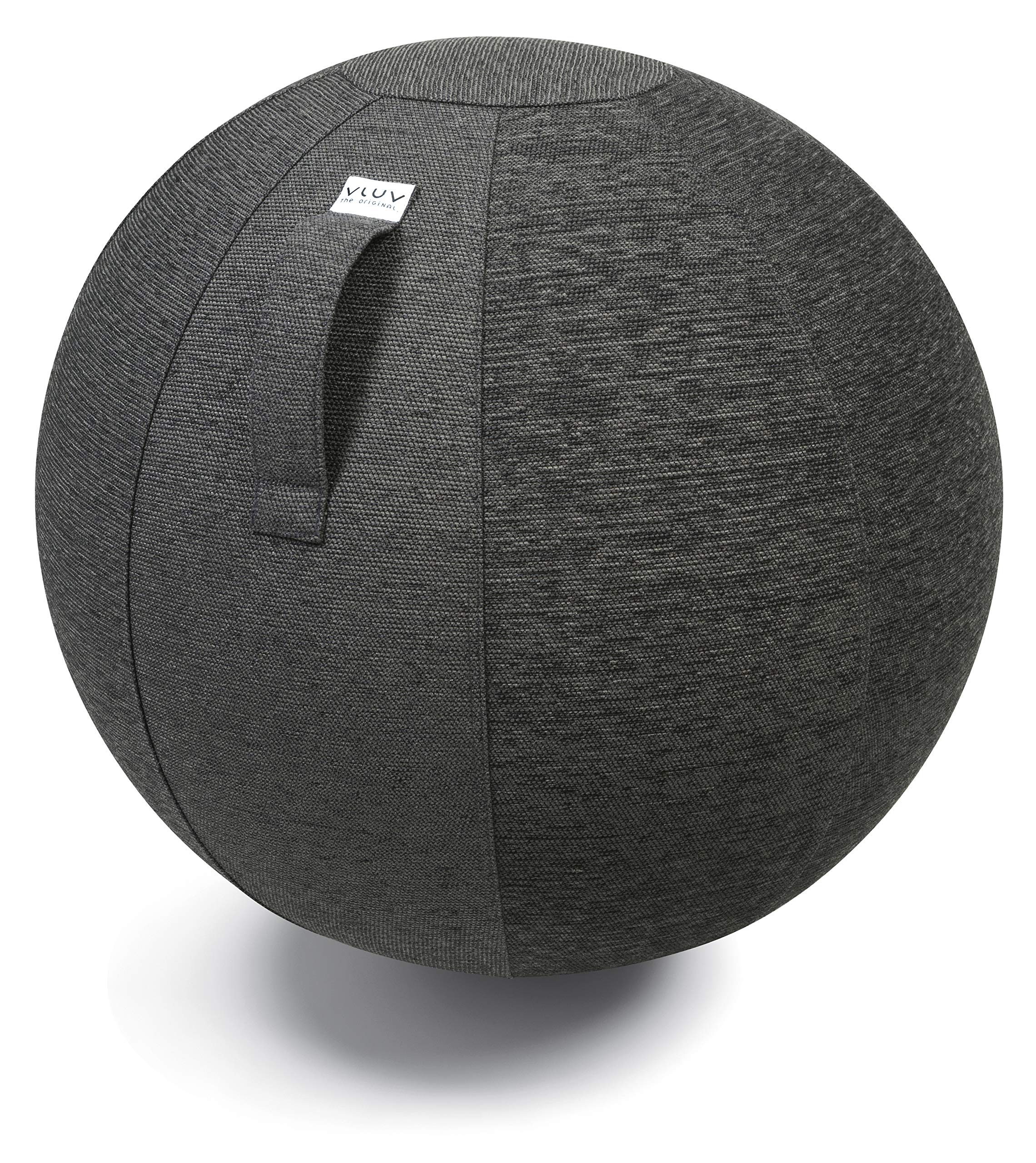 VLUV Ballon-siège STOV, siège Ergonomique, Couleur: Anthracite (Gris foncé), Ø 70cm - 75cm, Tissu d’ameublement de qualité supérieure, Robuste et indéformable avec Une poignée de Transport
