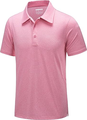 TACVASEN Polo de golf para hombre, manga corta, secado rápido, cuello casual, camisa con botones PerformanceT-Shirt