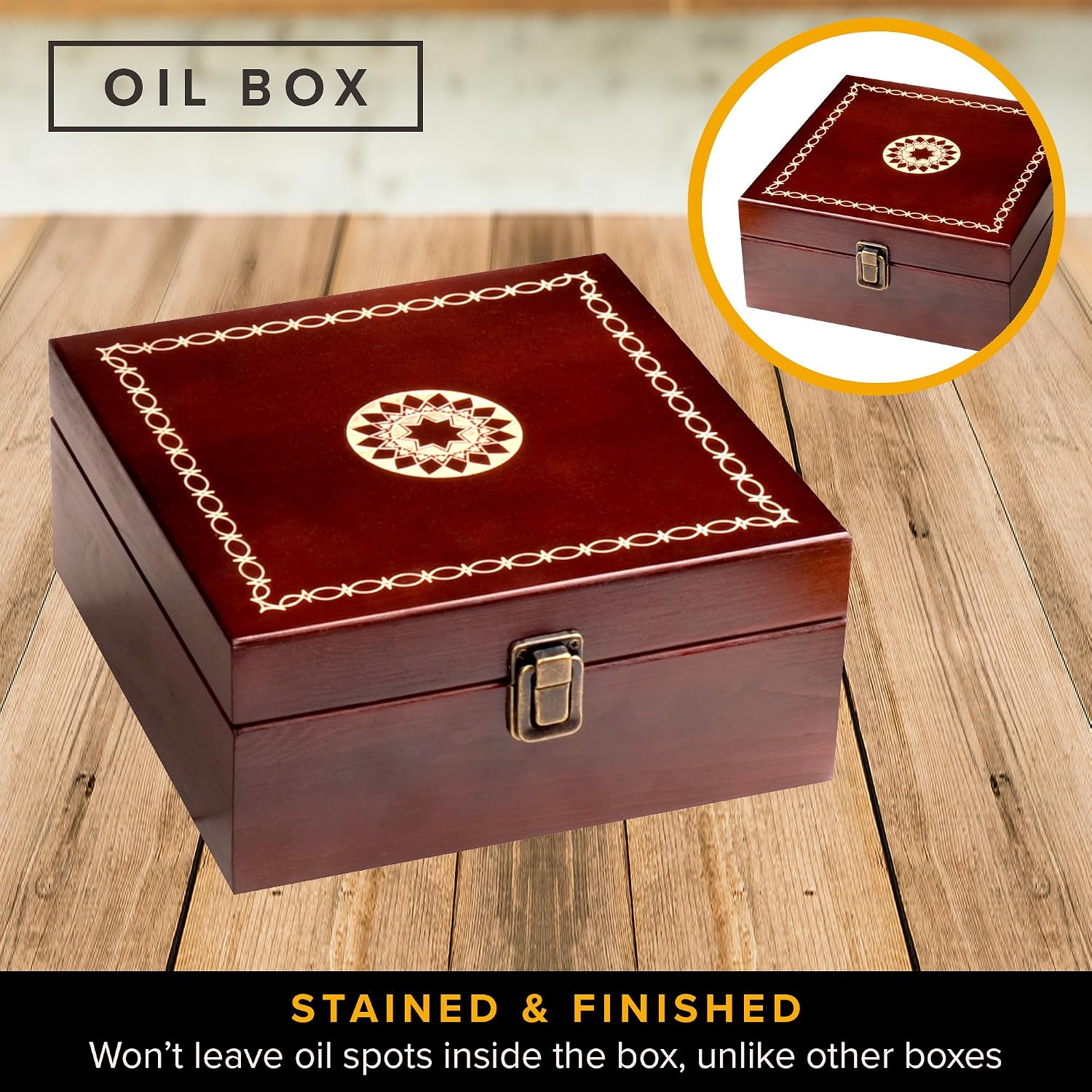 Beautiful Essential Oil Storage Box Organizer - Hold 36 5-15ml & 10ml Roller Bottles - Free Roller Bottle Opener and 192 EO Labels - Wooden Oil Case Holder