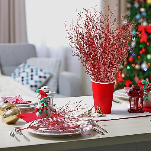 Miniatura 4 de Sggvecsy 50 adornos artificiales con purpurina de 18 pulgadas, púas de Navidad falsas, ramas decorativas para árbol de Navidad, corona,