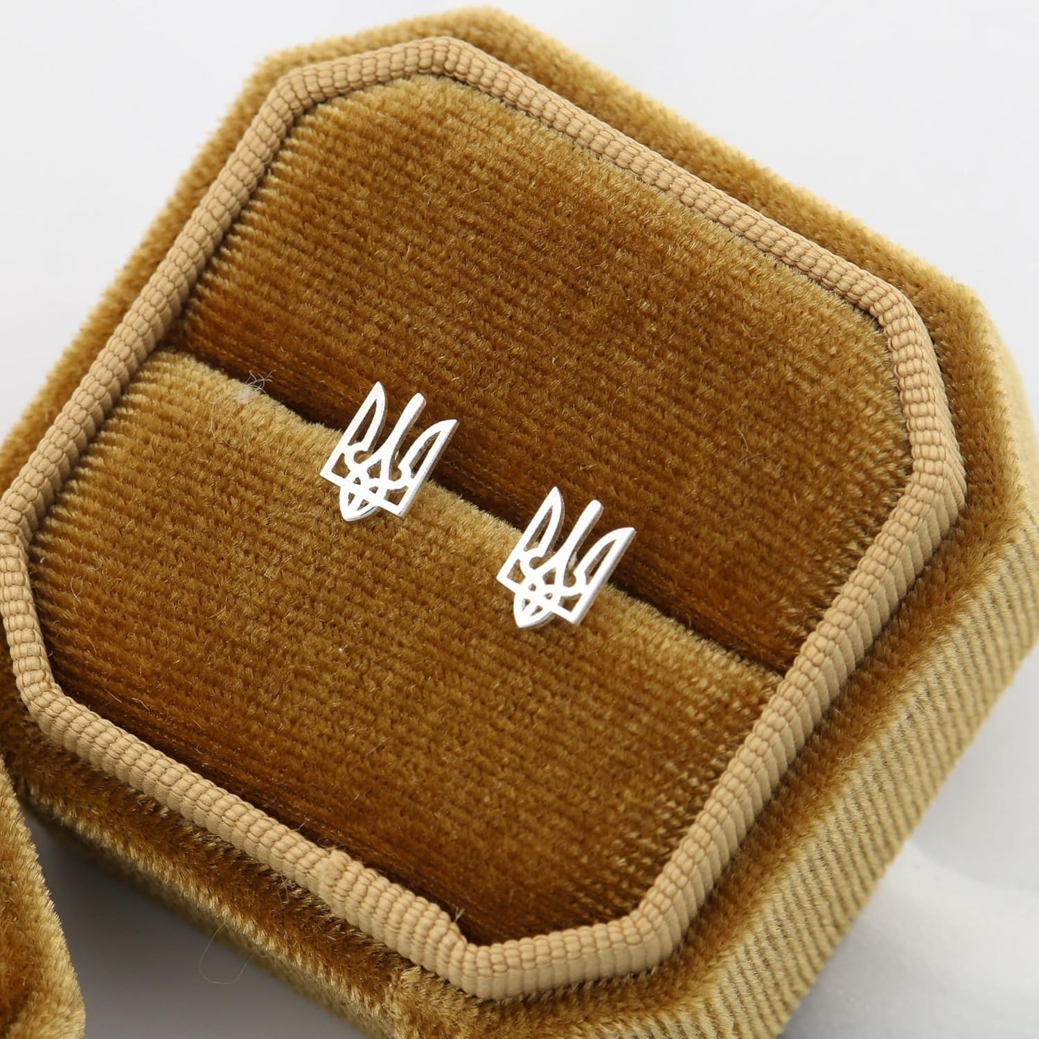 Ukrainian Tryzub Trident Coat of Arms Stud Earrings - 1 cm, 925 Sterling Silver Jewelry, Gold Earrings for Women, Ukraine Jewelry Gift For Women (Sterling Silver, One-size)