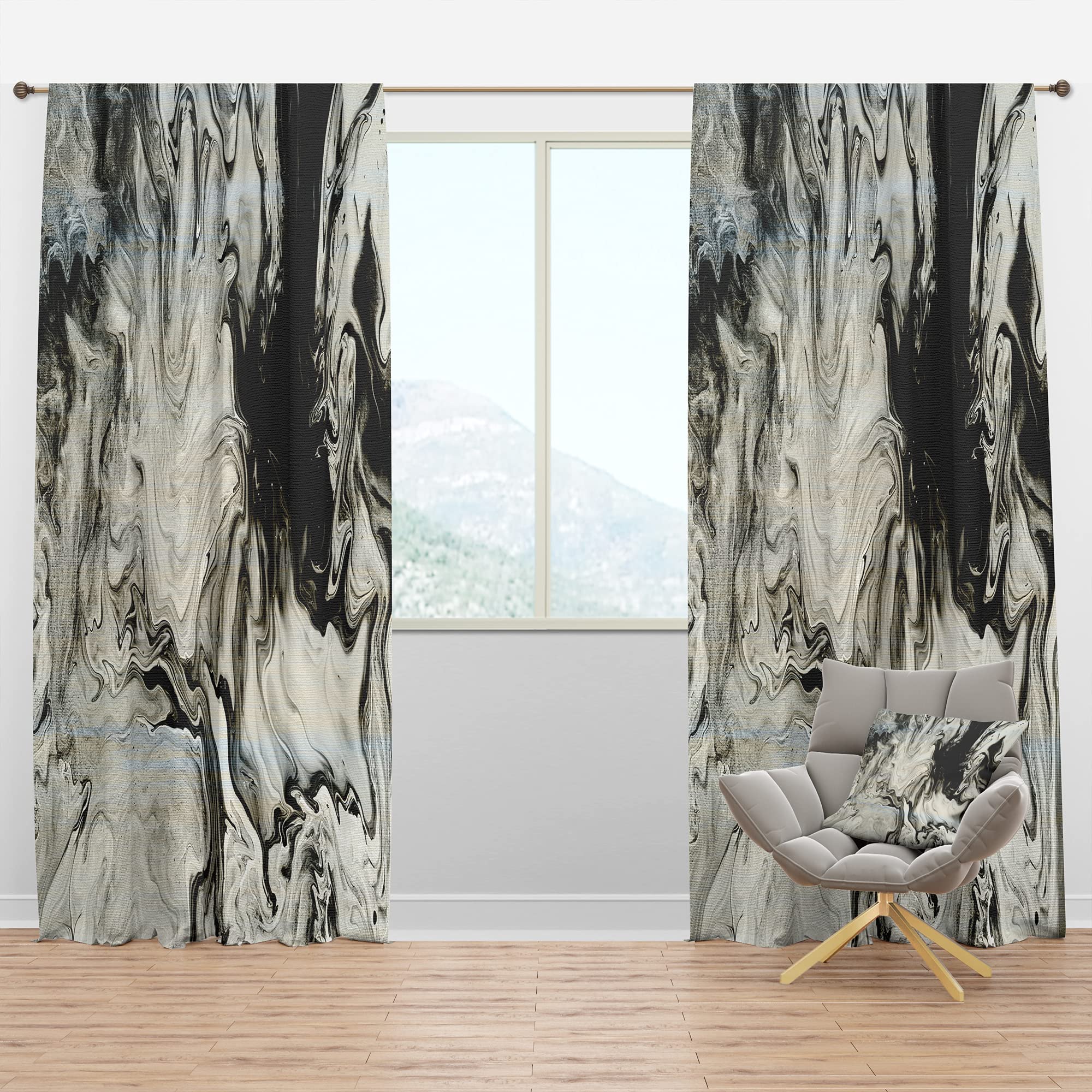 Rideaux occultants acrylique DesignQ VII thermiques pour salon | 132x241 cm