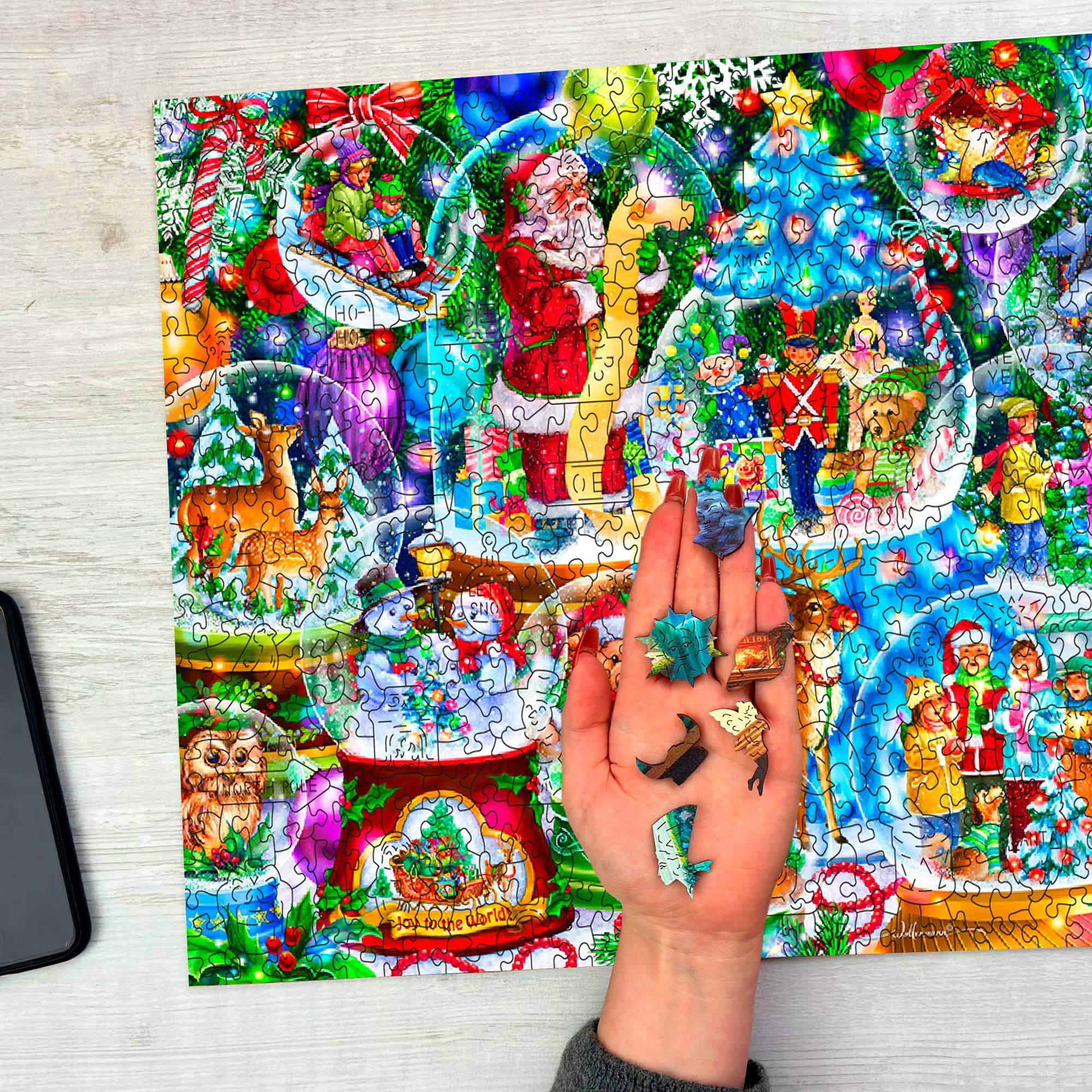 WOODEN.CITY Boules de Neige de Noël - Puzzle 1000 Pièces pour Adultes, Casse-Tête Adulte Élégant et Défiant, Idéal pour Collectionneurs et Amateurs de Puzzles de Noël