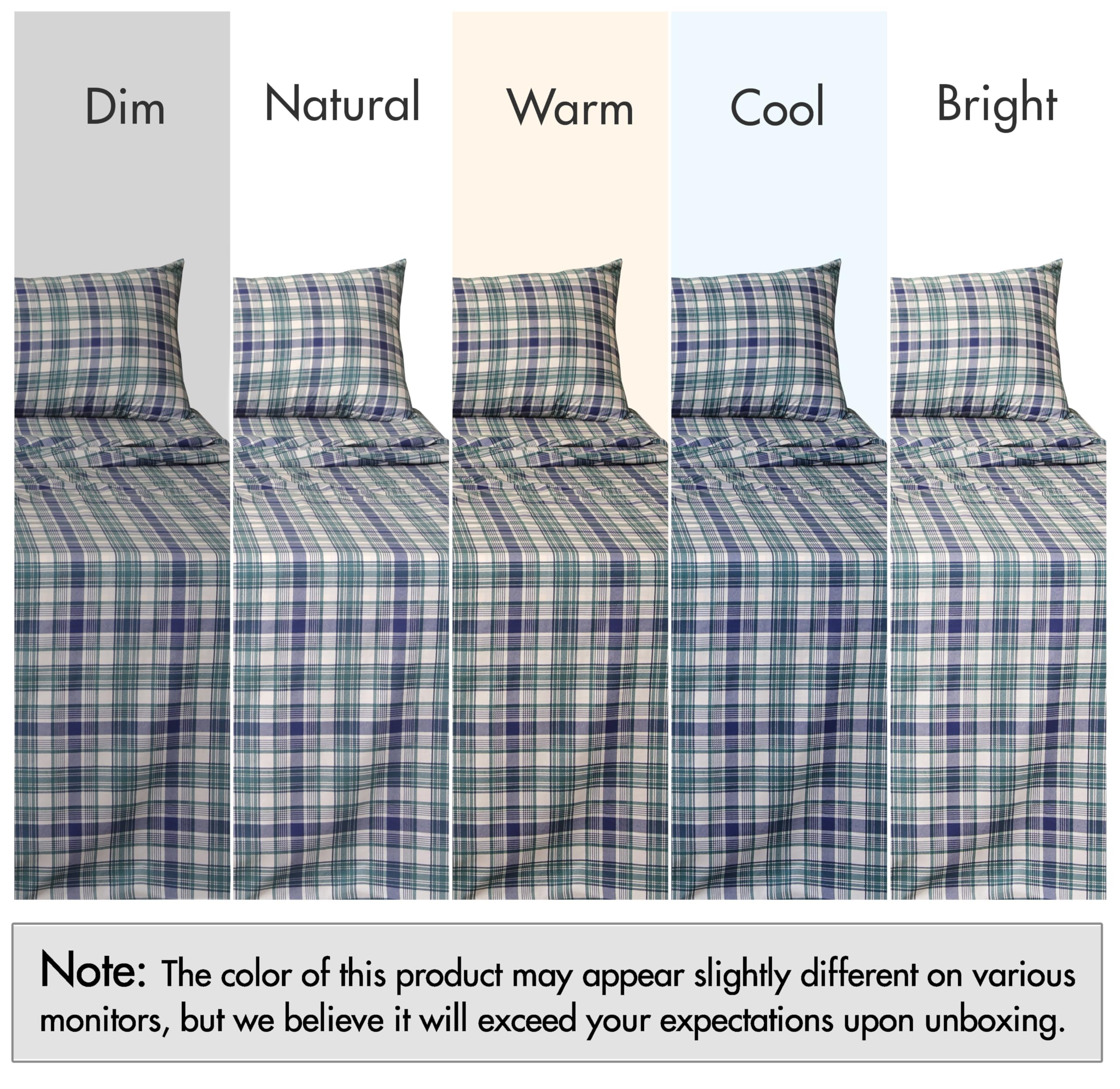 RUVANTI Bettlaken aus 100% Baumwolle, kühlendes Perkal-Bettlaken für King-Size-Bett, atmungsaktiv und langlebig, Kingsize-Bettlaken-Set, 40,6 cm Tiefe Taschen, grünlich-blaues Karo, 4-teilig | Knackig kühlend, tiefe Tasche, 40,6 cm, weich, atmungsaktiv un