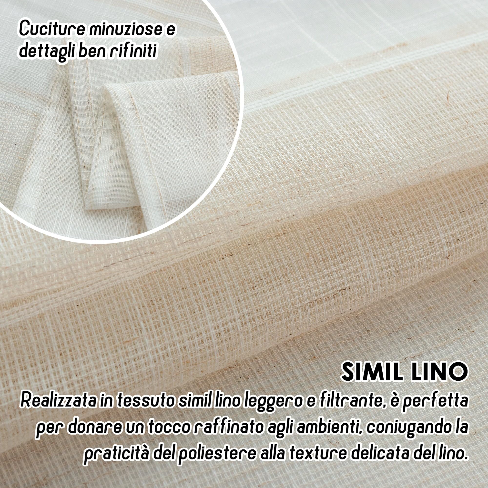 GIRASOLE HOME® Coppia Tende Filtranti in Simil Lino Tenda per Interni 2 Pannelli con Occhielli 140x285cm
