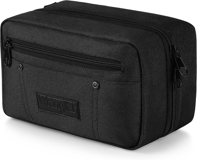 Necessaire Wrangler masculina para viagem em tecido Oxford, preta