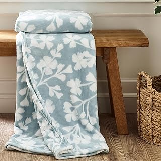 Catherine Lansfield Brooke Manta Floral de Forro Polar, 200 x 240 cm, Color Azul