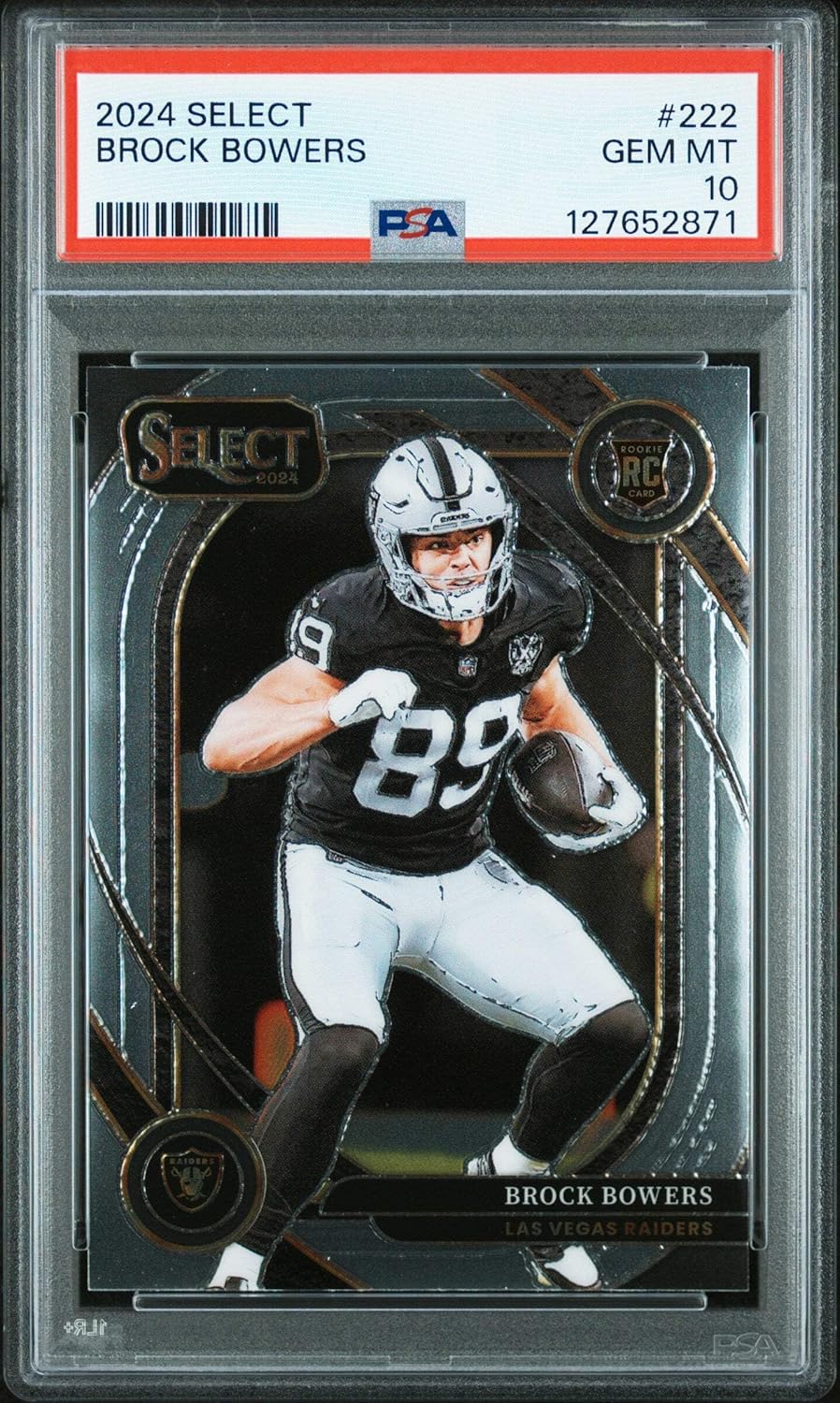 Graded 2024 Panini Select Brock Bowers #222 Rookie RC Football Card PSA 10 Gem Mint