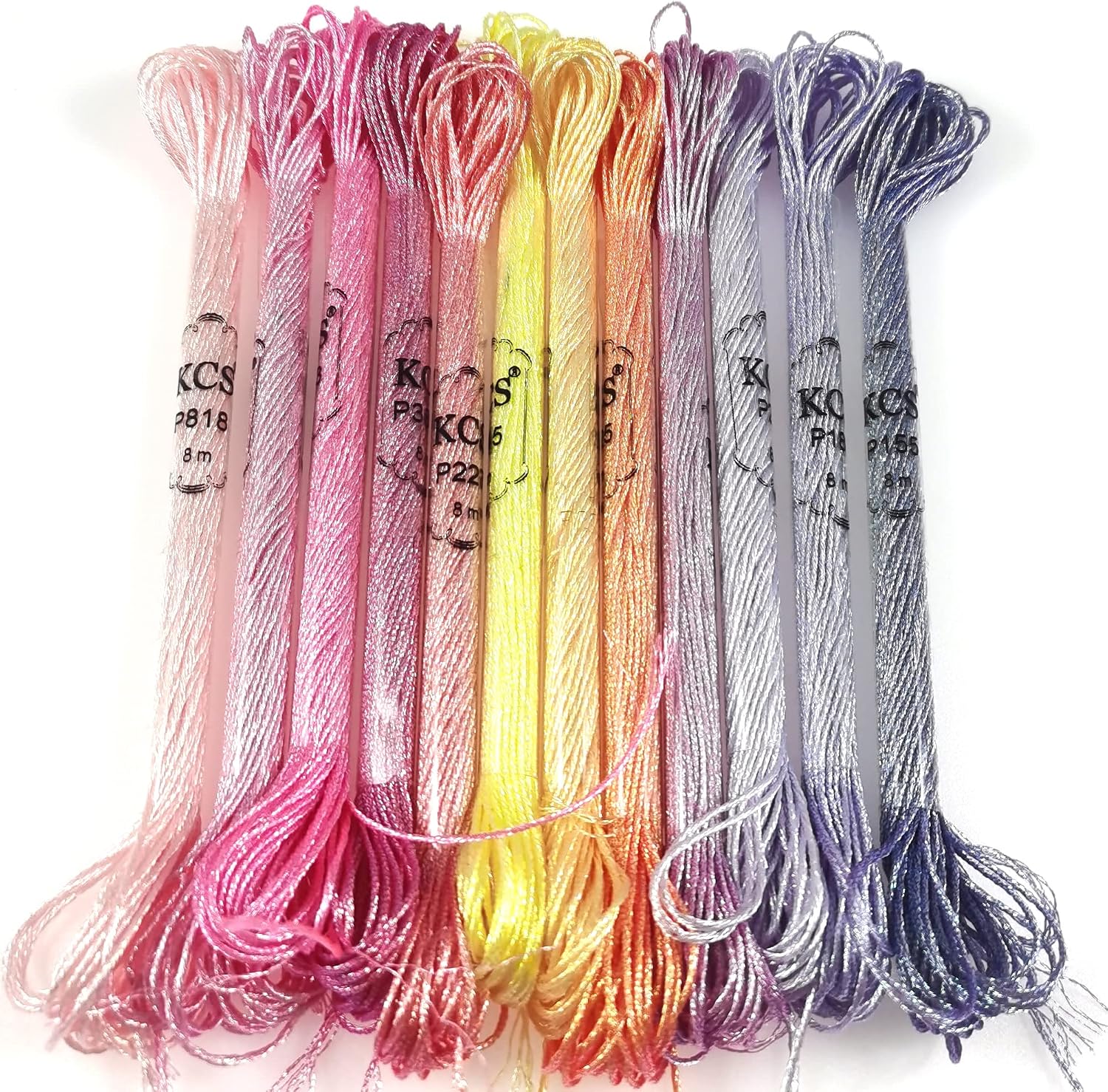 KCS 6-Strand Cross Stitch Metallic Variegated Pearl Shiny Embroidery Floss (12 Skeins # 1)