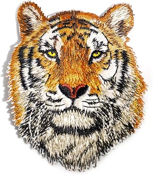 Iron On Patches Embroidered Tiger Pack of 2