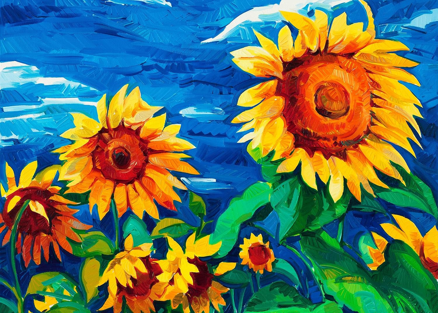 Puzzles for Adults 1000 Pieces, Sunflowers Jigsaw Puzzle, Impressionist Oil Painting Puzzle for Adults, Vibrant Fine Art Adult Puzzles, Challenging Oil Painting Wall Decor, 27.6 x 19.7 in