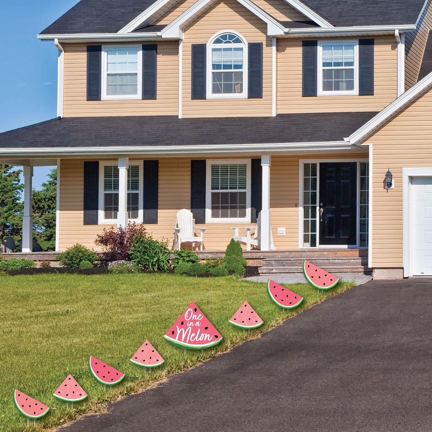 Big Dot of Happiness Sweet Watermelon - Yard Sign and Outdoor Lawn Decorations - Fruit Party Yard Signs - Set of 8