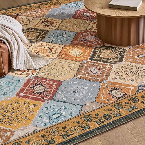 Miniatura 59 de Phantoscope Vintage Collection - Alfombra de área de 8 x 10 pies, alfombra grande para sala de estar, lavable, bohemio, antideslizante
