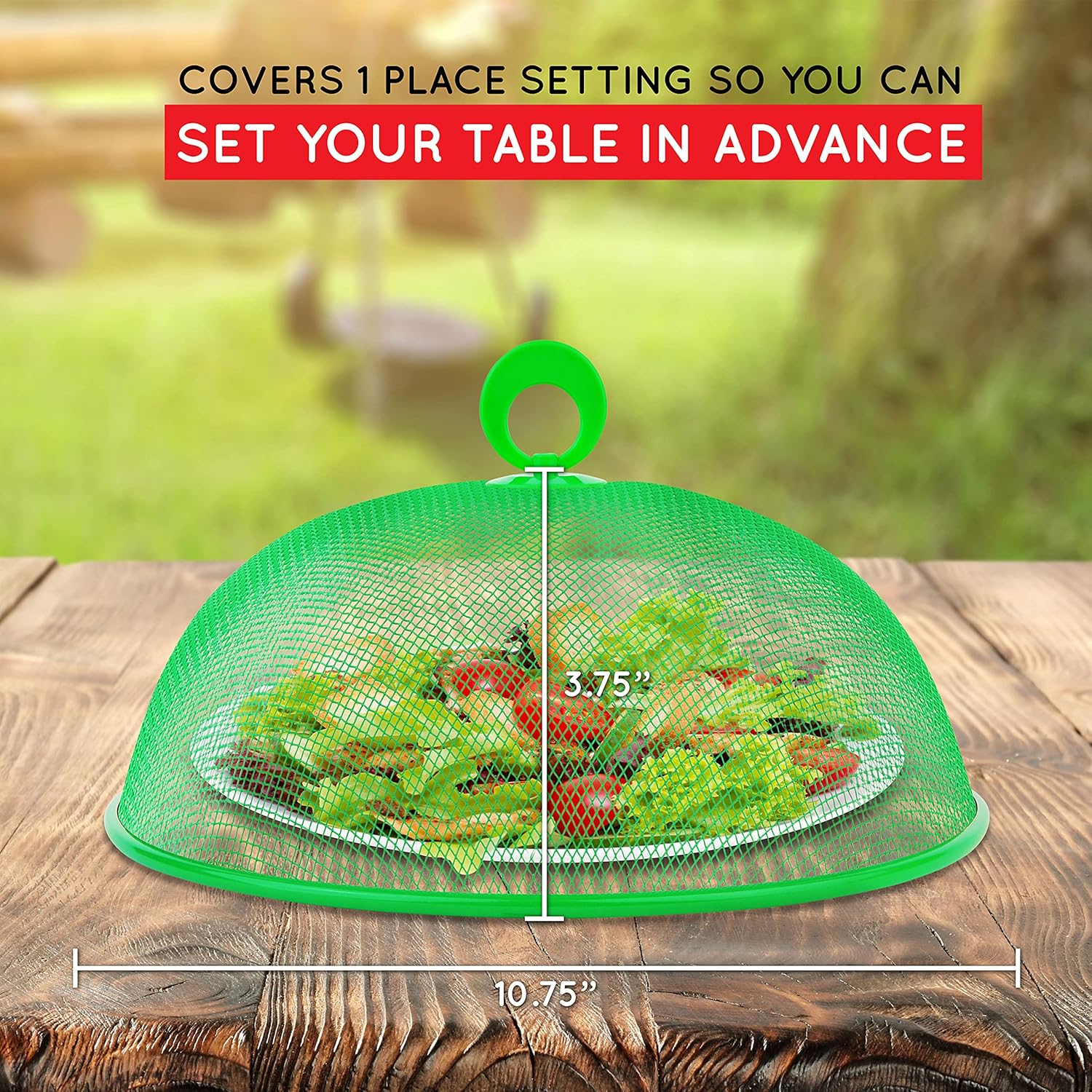  | Metal Mesh Screen Food Cover Tent Umbrella, 10.75 inch, Reusable Outdoor Picnic Food Covers Mesh, Food Cover Net Keep Out Flies, Bugs, Mosquitoes (3 Pack, Green Blue Red): Plate Serving Covers