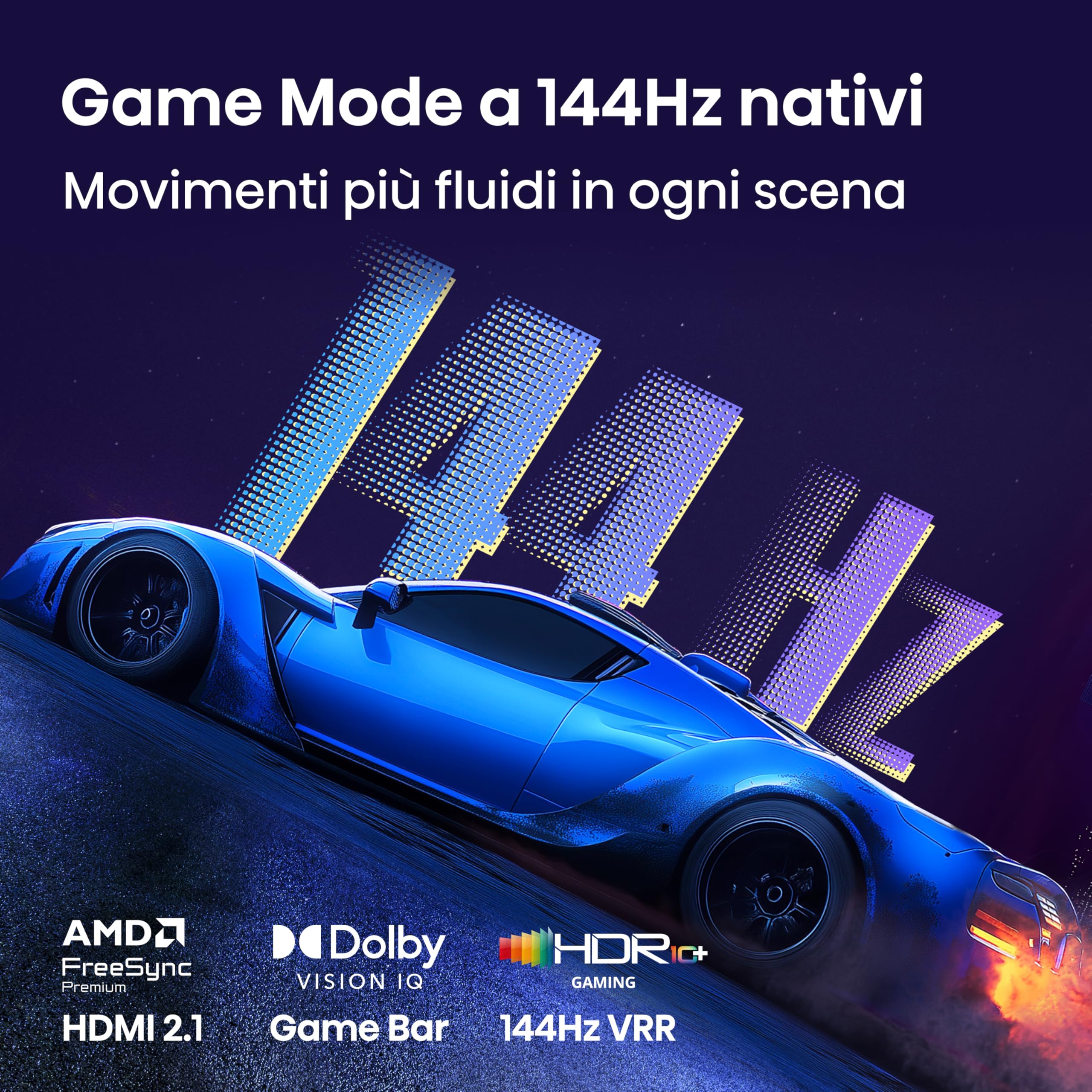 Hisense Smart TV QLED 144Hz 85" 4K 85E7S PRO, Audio Dolby Atmos, VIDAA OS con 1000+ APP, Dolby Vision IQ, HDR 10+, Native 144Hz Game Mode, AirPlay2, Alexa Built-in, lativù 4K
