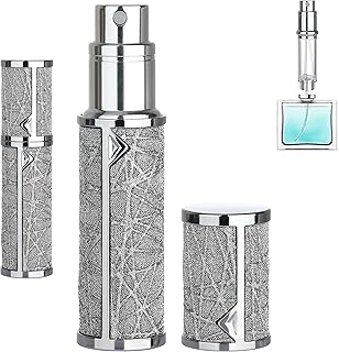 Refillable Travel Perfume Atomizer Bottle - 5ml Luxury Pocket Perfume Dispenser Pump, Travel Perfume Atomiser, Cologne Dispenser, Portable Size Sprayer Bottle for Traveling (Gray)