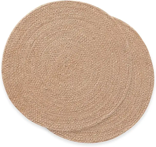 Jute Round Placemats 2-Pack - Natural Handmade Bordstablett Jute