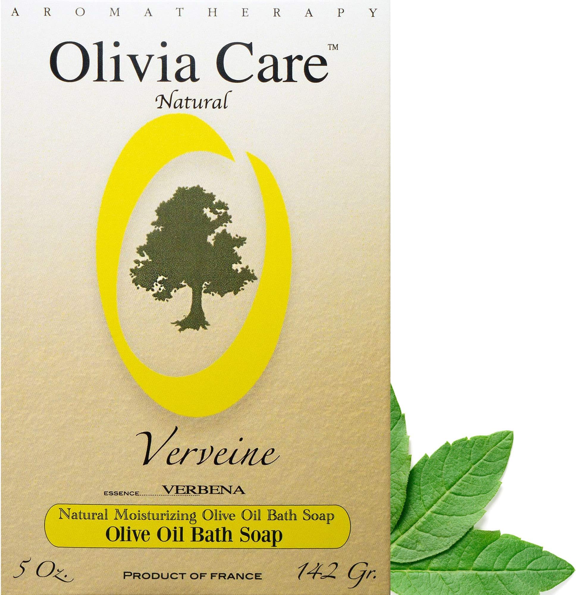 Verbena Bar Soap - Natural, Organic, Vegan - For Face, Hands & Body. Cold-Pressed Triple -Milled. Hydrating, Moisturizing. Rich in Calcium & Vitamins - 5 OZ