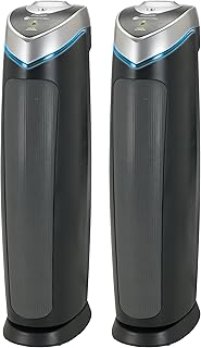 GermGuardian Air Purifier for Home with HEPA Pure Filter, for Wildfire Smoke, Pet Dander, Pollen, Odors, Large Rooms Up To 915 Sq. Ft., Removes 99.97% Pollutants, UV-C, 2-Pack, 28", AC50002PK, Gray