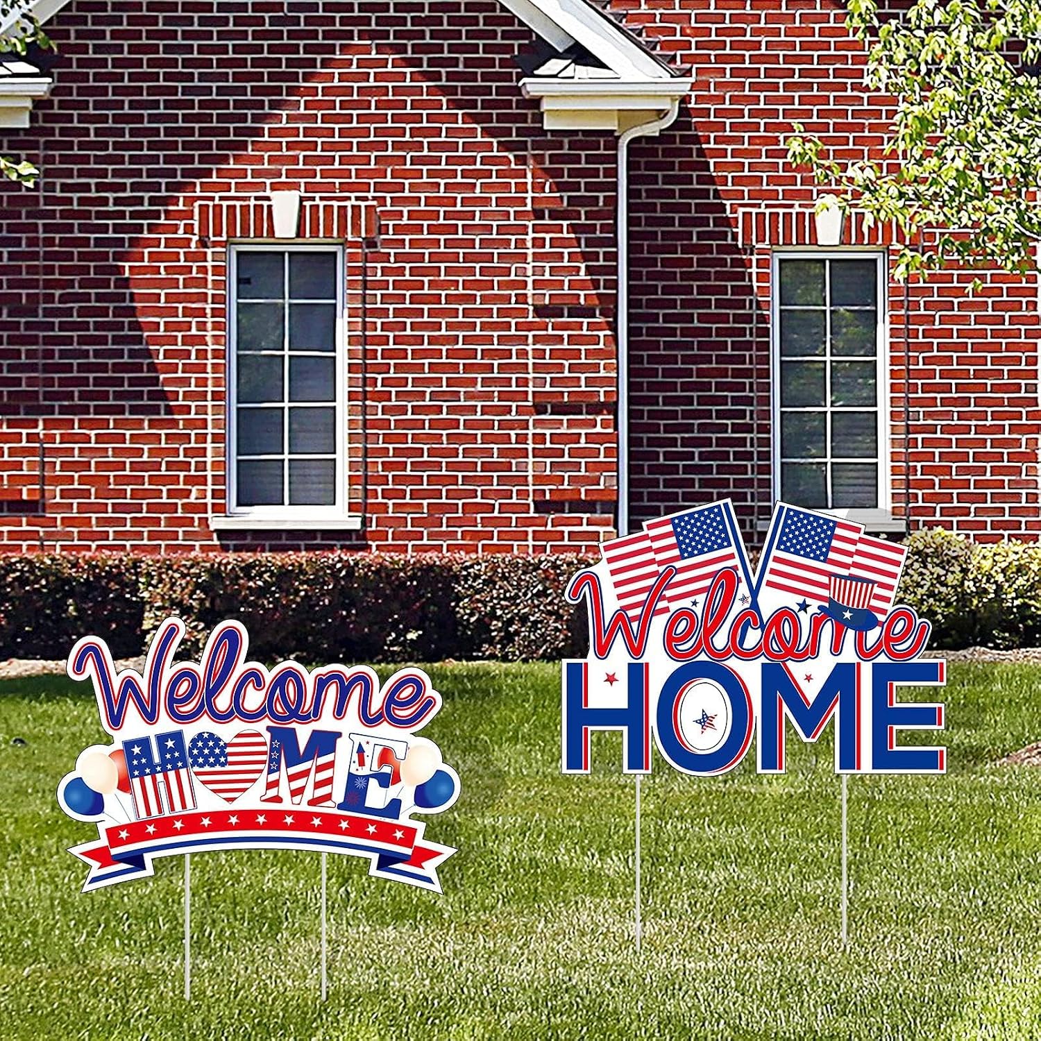 Welcome Military Home Yard Sign with Stakes Outdoor Welcome Party Lawn Decoration Supplies Patriotic Homecoming Army Deployment Returning Yard Decor