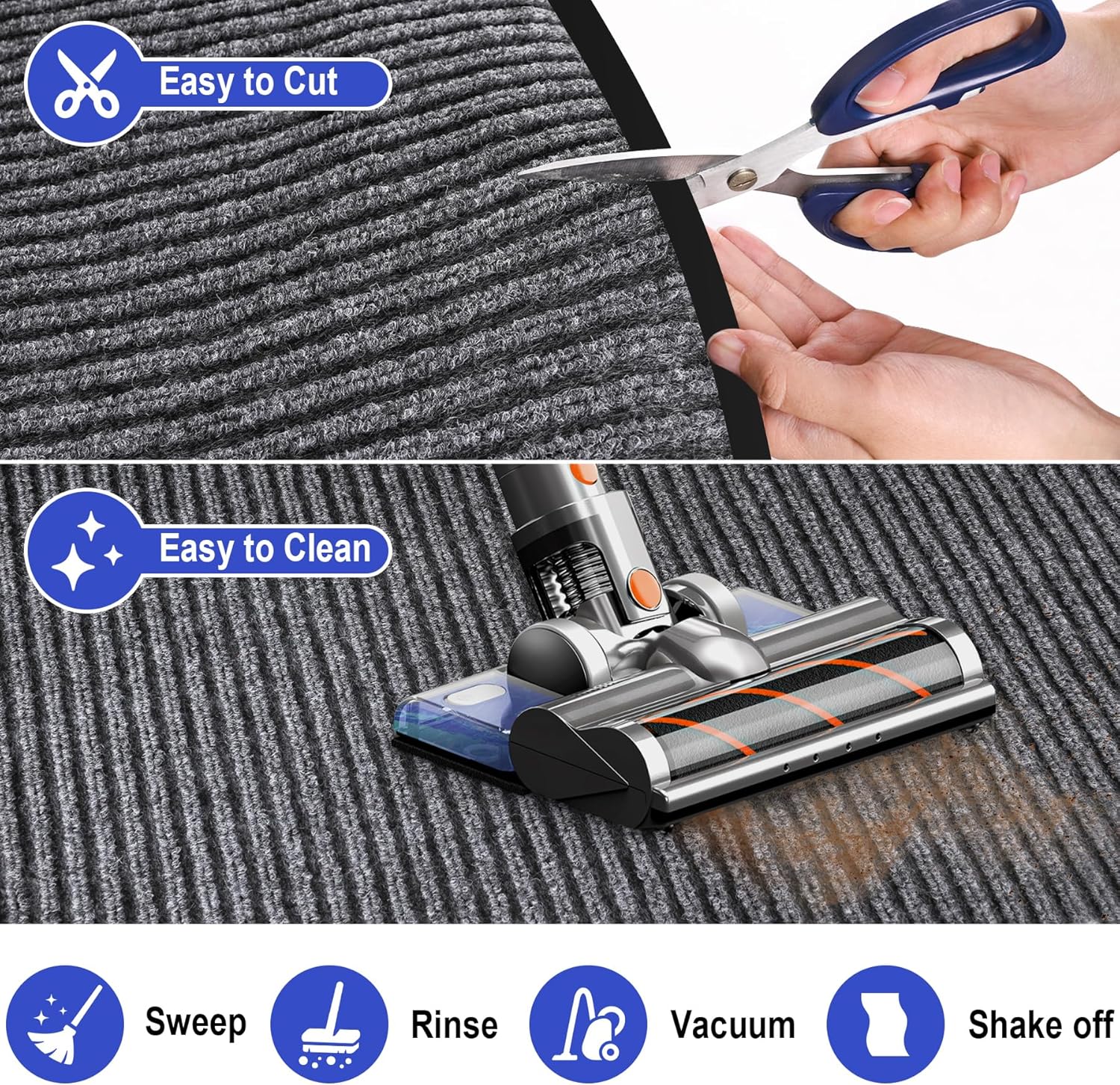 ToLanbbt 3' x 5' Front Door Mat Extra Large Commercial Industrial Rug Heavy Duty Outdoor Indoor Entryway Doormat Low Profile Welcome Entry Door Mat Non Slip Backing for Entrance Home Office, Gray - Image 3