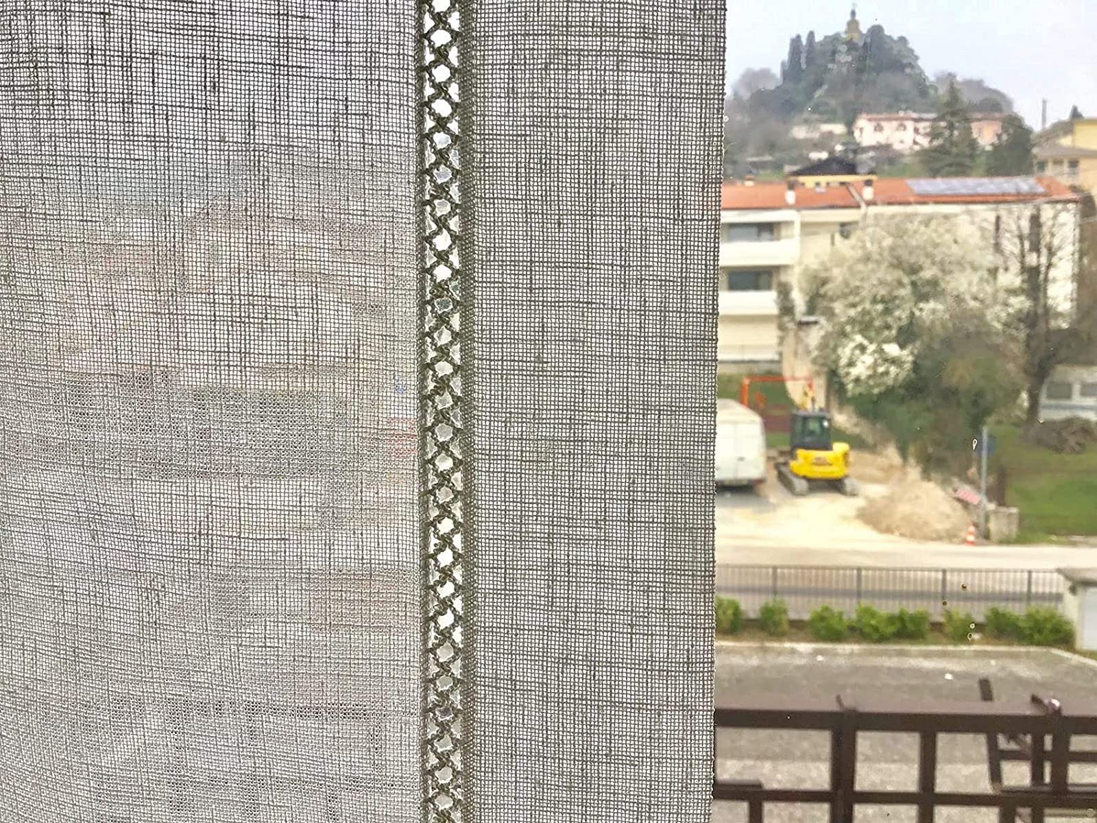 Tende tendine a pannello a vetro per finestra e porta su misura larghezza da 30 a 120 tessuti bianco effetto lino lunghezza personalizzata art.sonia (65x135 cm)