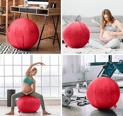 Miniatura 10 de Husband Pillow Pelota de ejercicio, cubierta con bomba para yoga, pilates, estabilidad de equilibrio de fitness, asiento de silla de pelota de